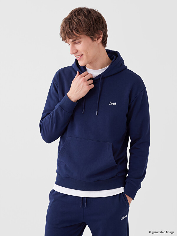 XSIDE Kangaroo Pocketed Embroidered Men's Thick Hoodie