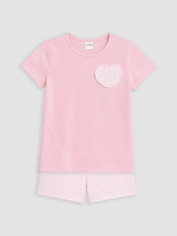 LCW Kids Vajzë Roze Set pizhamash të shkurtra