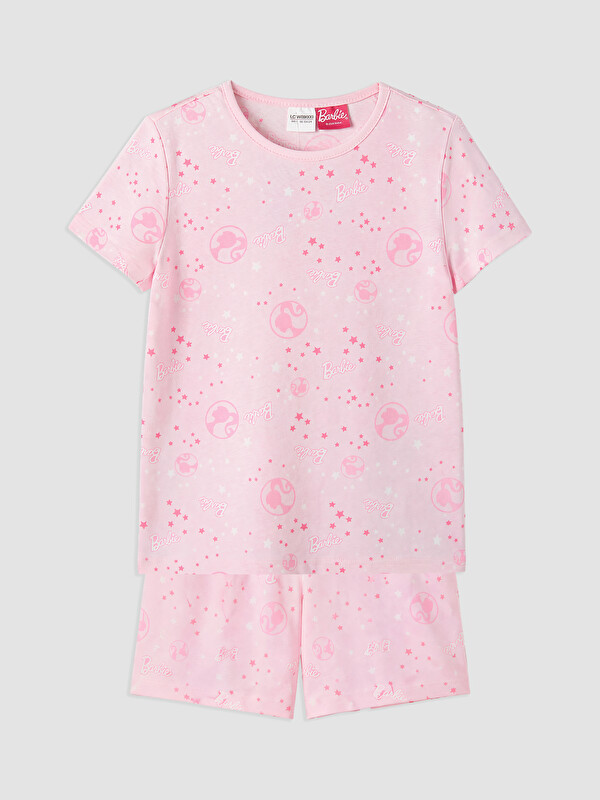 LCW Kids Barbie Baskılı Kız Çocuk Şortlu Pijama Takımı
