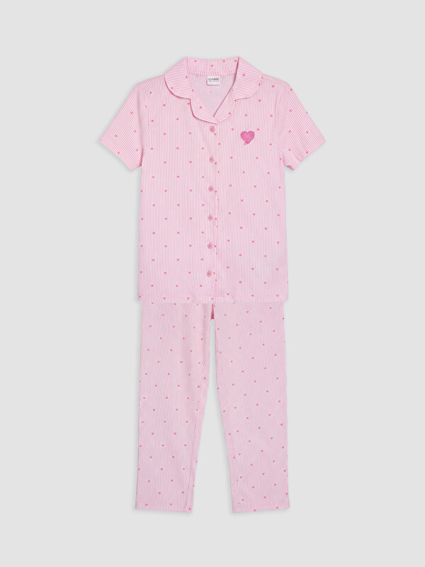 LCW Kids Gömlek Yaka Kız Çocuk Pijama Takım