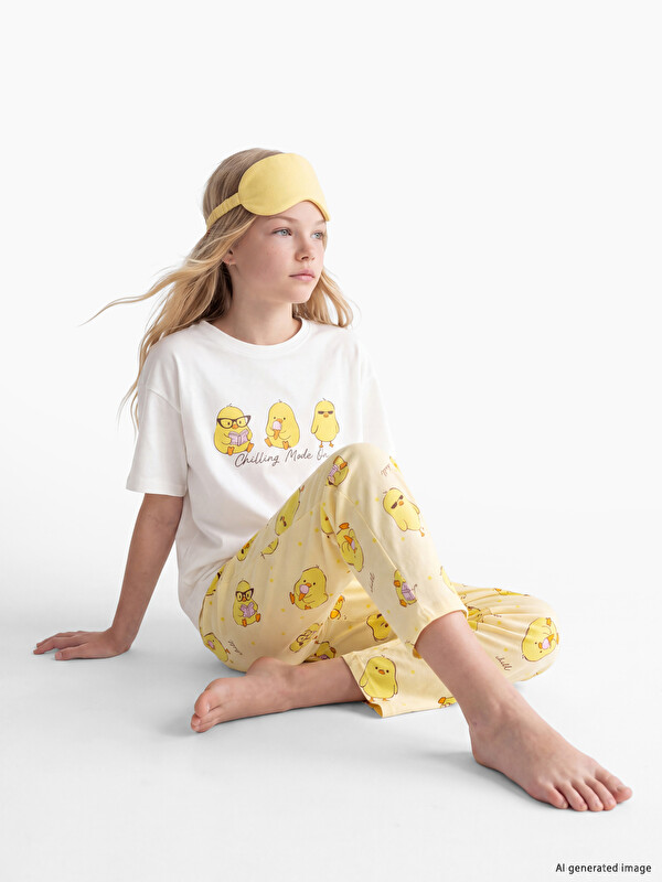 LCW Kids Girl Ecru Pyjama Set