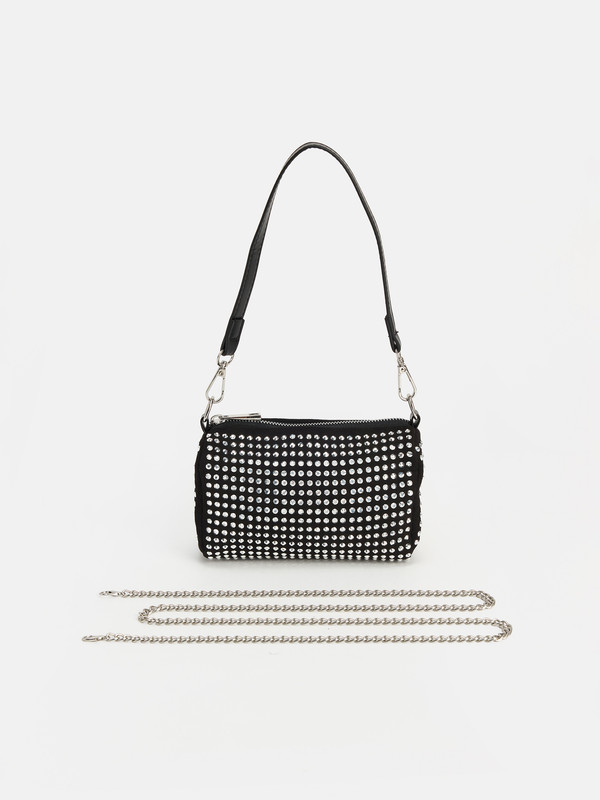 LCW ACCESSORIES Rhinestone Suede Women's Shoulder Bag