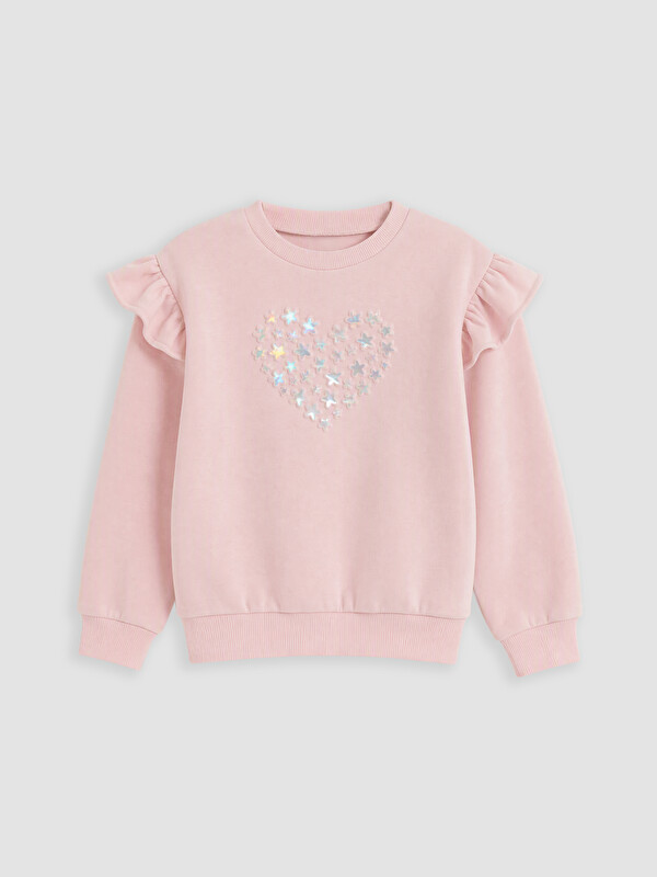 LCW Kids Fırfırlı Nakışlı Kız Çocuk Kalın Sweatshirt