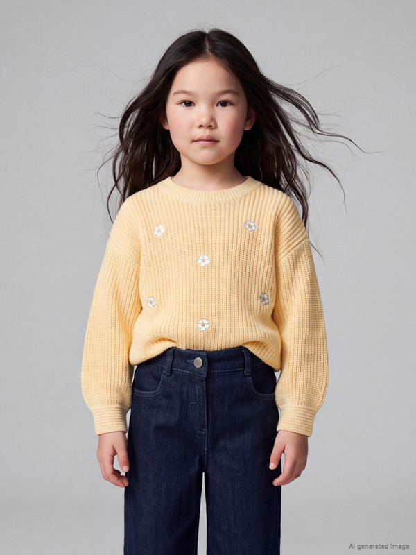 LCW Kids Nakışlı Kız Çocuk Kazak