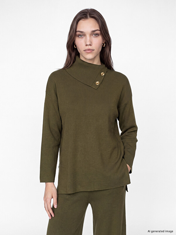 LCW Modest Woman Khaki Sweater
