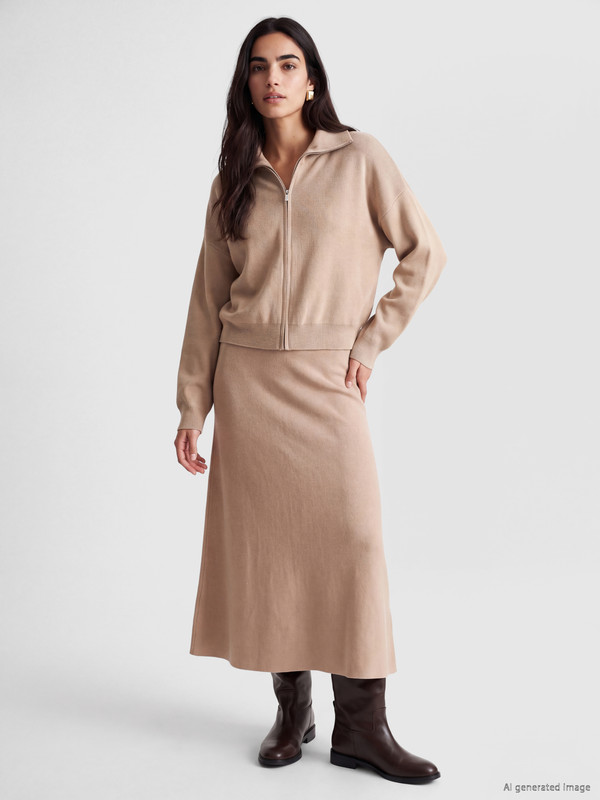 LCW Vision Elastic Waist Knitwear Skirt