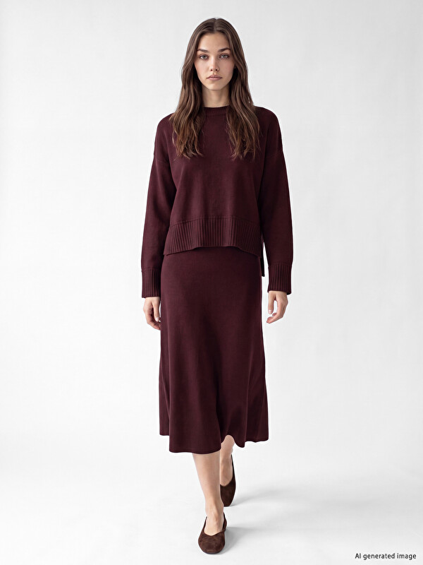 LCW Modest Beli Lastikli A Kesim Triko Etek