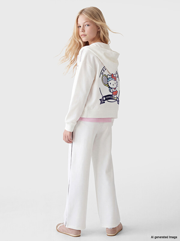 LCW Kids Hello Kitty Baskılı Kız Çocuk Fermuarlı Sweatshirt