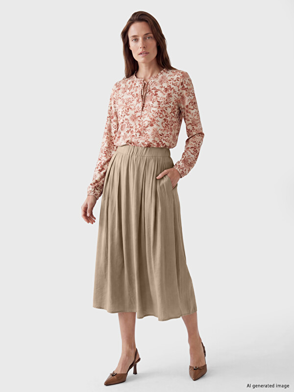 LCW Grace Elastic Waist A-Line Skirt