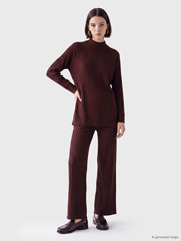 LCW Modest Beli Lastikli Fitilli Kadın Triko Pantolon