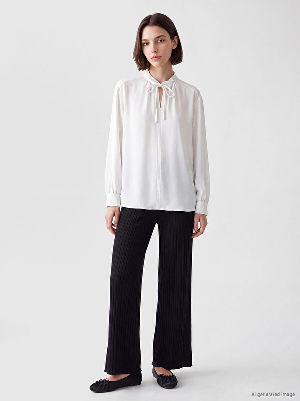 LCW Modest Beli Lastikli Fitilli Kadın Triko Pantolon
