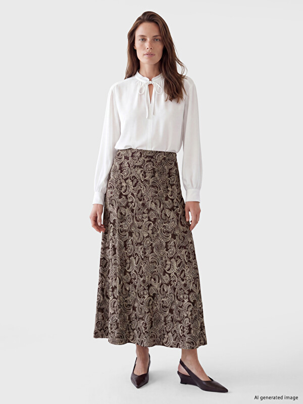 LCW Grace Elastic Waist Patterned A-Line Skirt