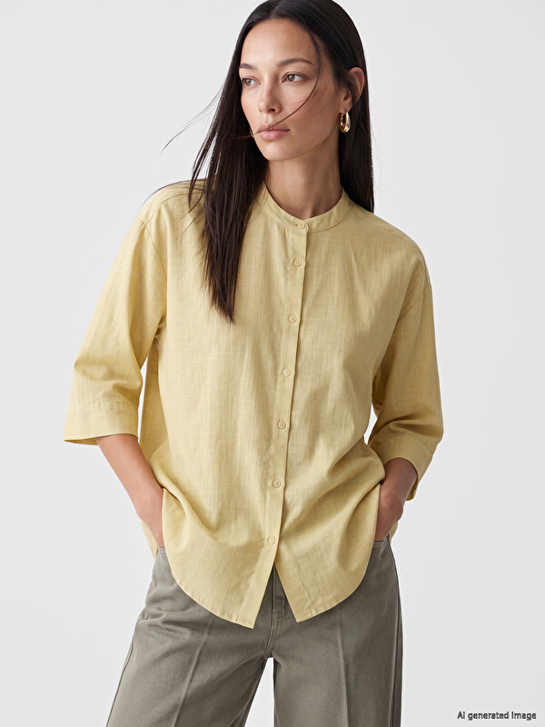 LCWAIKIKI Classic Grandad Collar Regular Fit Women's Shirt