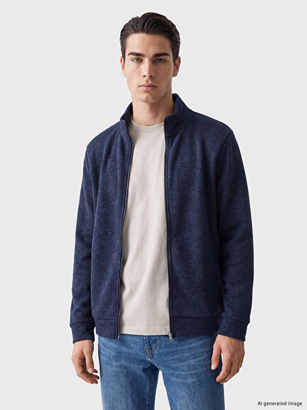 LCWAIKIKI Classic Dik Yaka Erkek Fermuarlı Sweatshirt