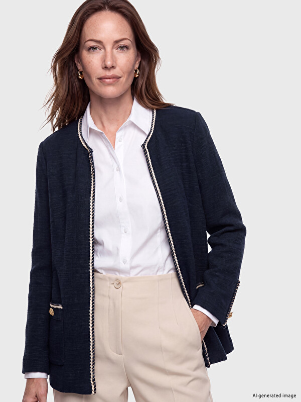 LCW Grace Crew Neck Embroidered Women's Cardigan