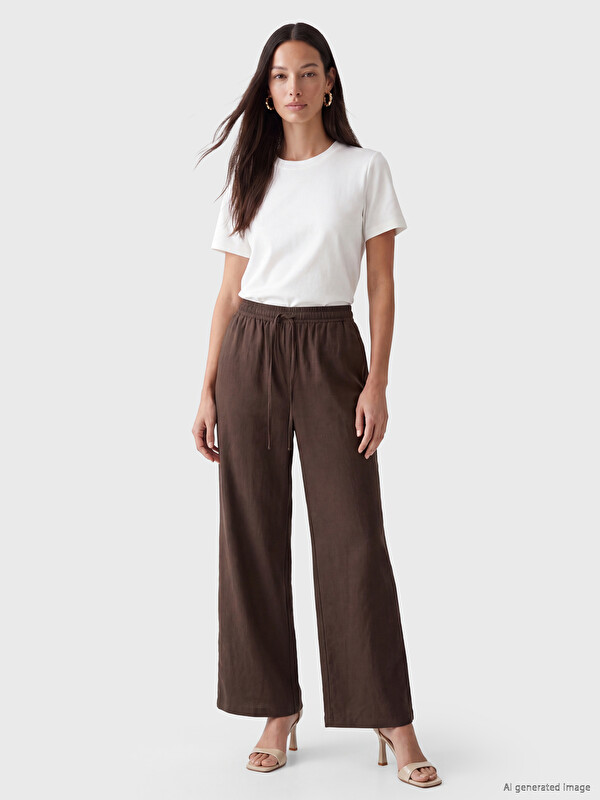 LCWAIKIKI Classic Damenhose aus Leinenmischung mit elastischem Bund