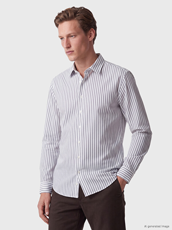 SOUTHBLUE Regular Fit Striped Poplin Men's Shirt