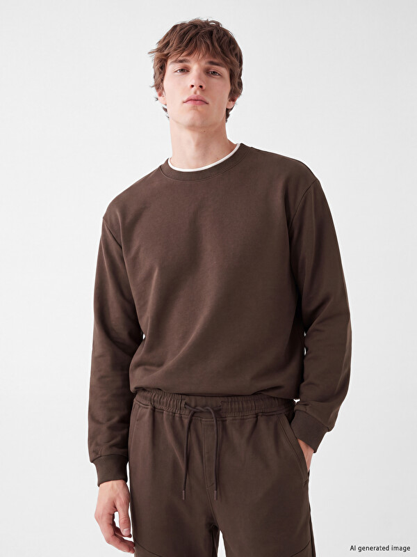 XSIDE Bisiklet Yaka Erkek Kalın Sweatshirt