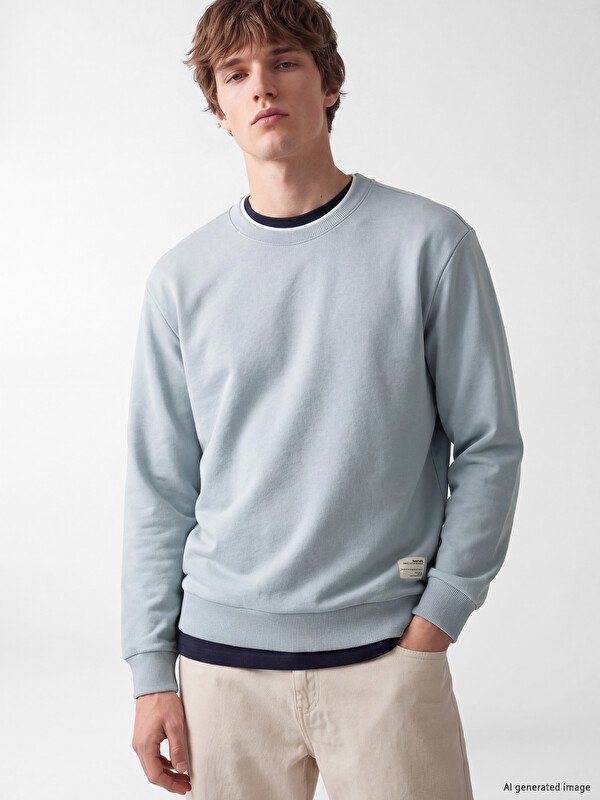 XSIDE Bisiklet Yaka Erkek Kalın Sweatshirt