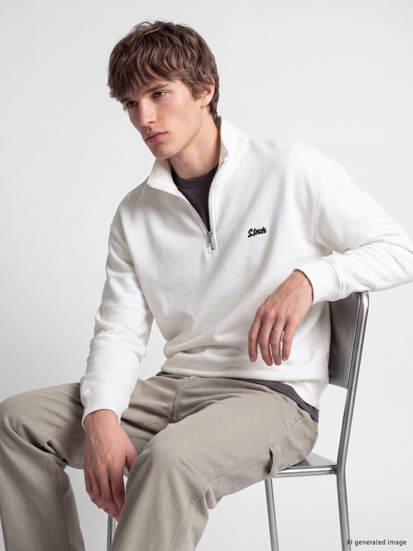 XSIDE Mock Neck Embroidered Men's Sweatshirt