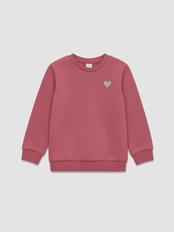 LC WAIKIKI Kalp Baskılı Kız Çocuk Sweatshirt