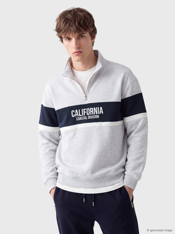 XSIDE Mock Neck Color Block Men's Sweatshirt