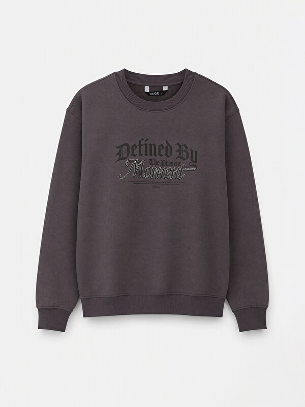 XSIDE Crew Neck Printed Thick Sweatshirt