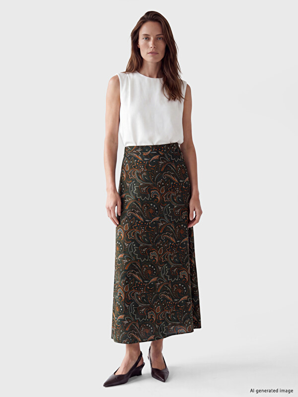 LCW Grace Elastic Waist Patterned Skirt