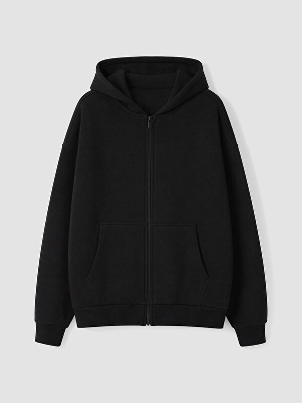 LCW Kids Kapüşonlu Kalın Kız Çocuk Fermuarlı Sweatshirt