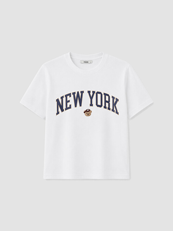 XSIDE New York Baskılı %100 Pamuklu Kadın Tişört