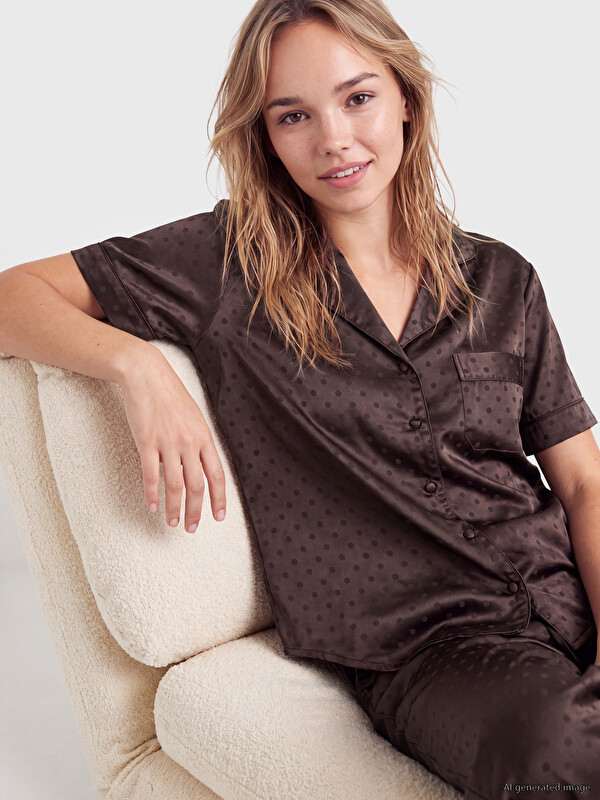 LCW DREAM Puantiyeli Kadın Saten Pijama Takım