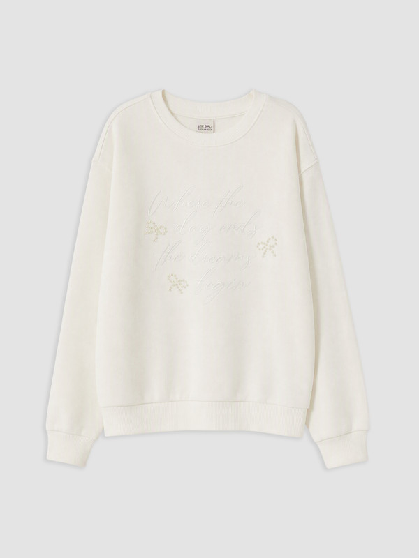 LCW Kids Boncuklu Kız Çocuk Kalın Sweatshirt