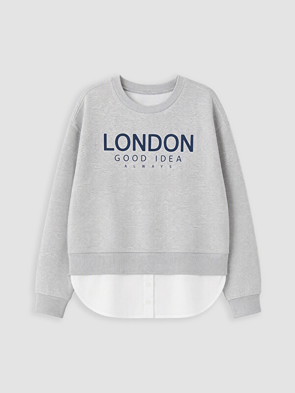 LCW Kids London Baskılı Kız Çocuk Kalın Sweatshirt