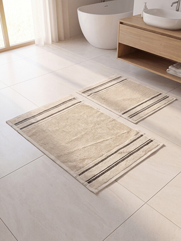 LC WAIKIKI Striped Patterned Bath Mat Set