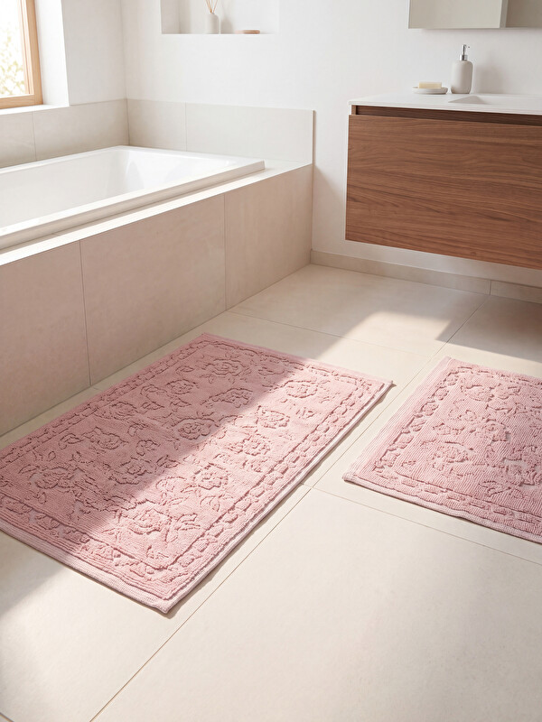 LCW HOME Floral Patterned Bath Mat Set 2 Pack