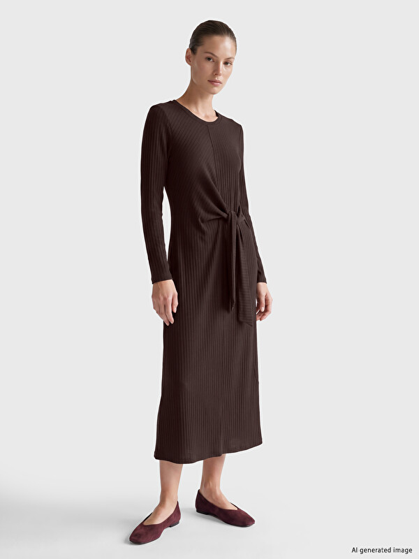 LCWAIKIKI Classic Crew Neck Ribbed Dress