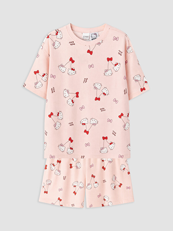 LCW Kids Hello Kitty Licensed Crew Neck Girls' Pyjamas Set