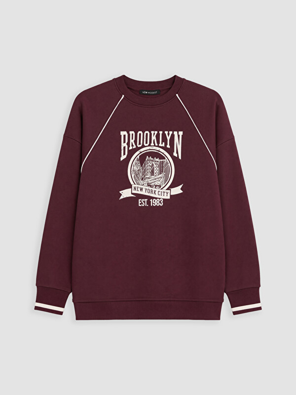 LCW Modest Baskılı Oversize Kadın Sweatshirt Tunik