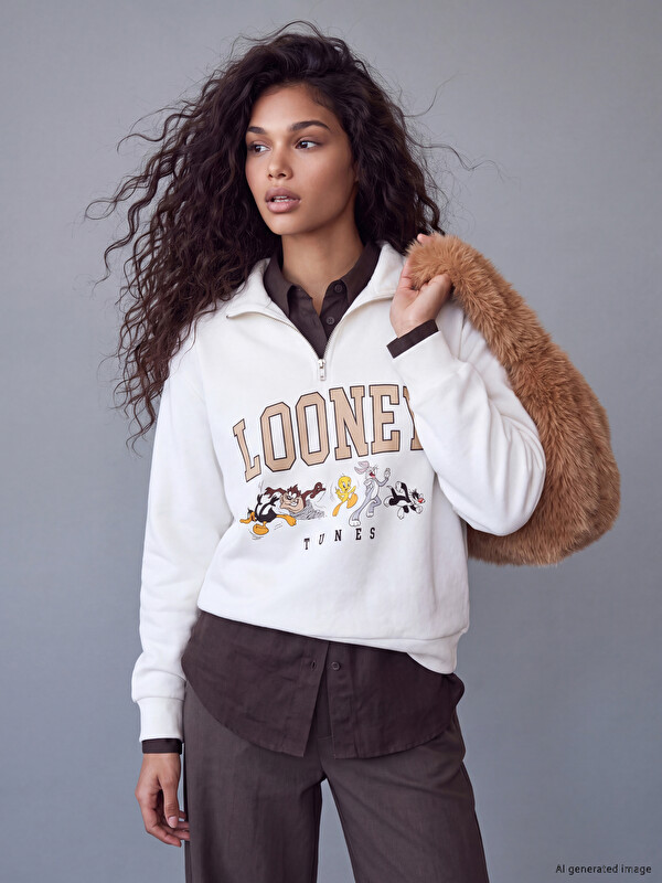 XSIDE Bugs Bunny Printed Oversize Women's Sweatshirt