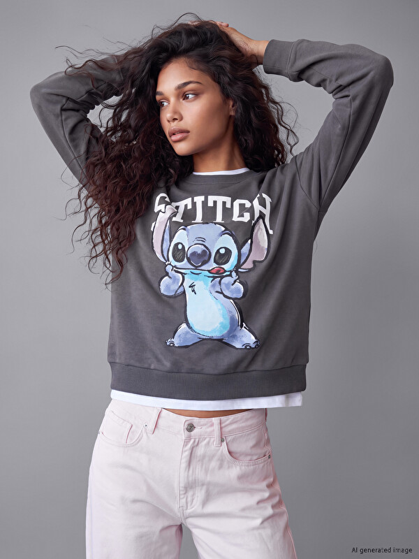 XSIDE Bluza sportive oversize për gra me print Stitch