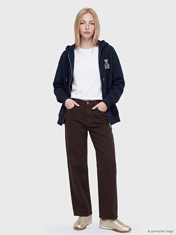 XSIDE Teddy Embroidered Women's Thick Zippered Sweatshirt