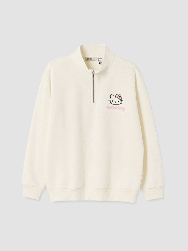 XSIDE Hello Kitty Nakışlı Oversize Kadın Kalın Sweatshirt