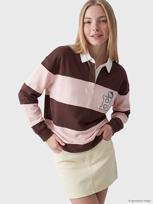 XSIDE Hanorac Polo Brodat Supradimensionat Pentru Femei