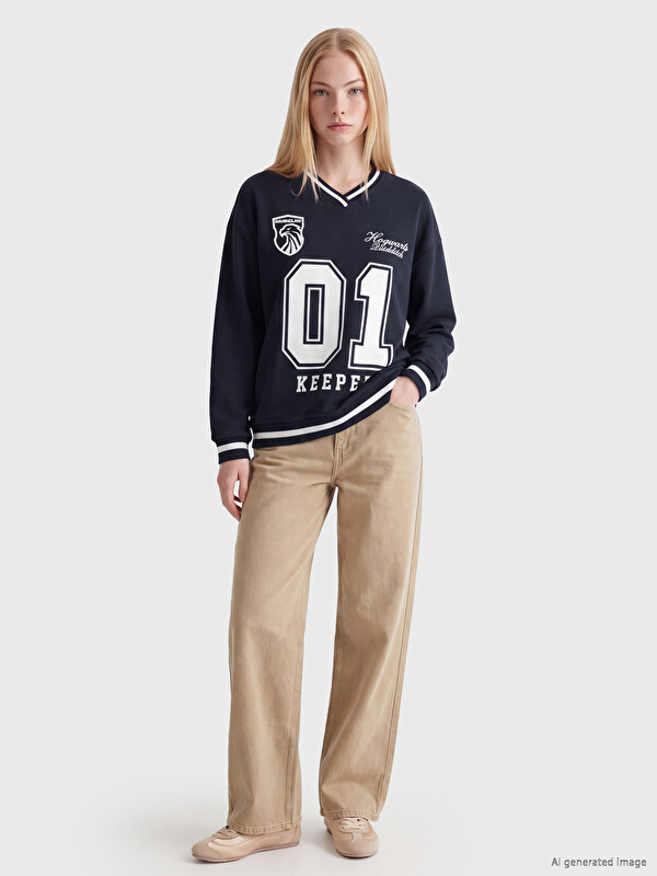 XSIDE Harry Potter Baskılı Oversize Kadın Kalın Sweatshirt
