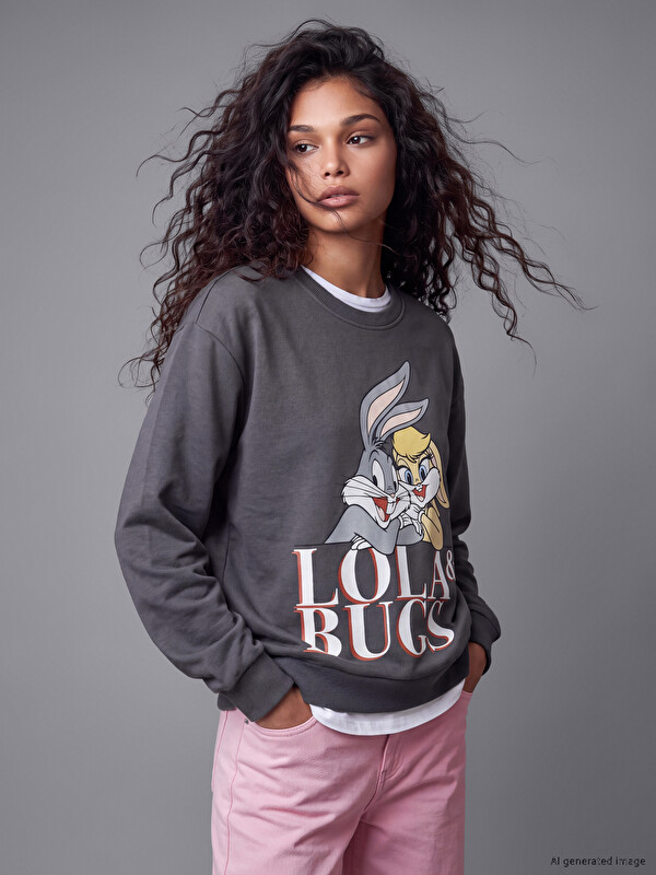 XSIDE Bluza sportive e trashë oversize për gra me stampim Bugs Bunny