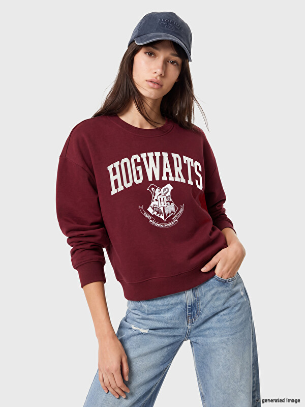 XSIDE Harry Potter Baskılı Oversize Kadın Sweatshirt