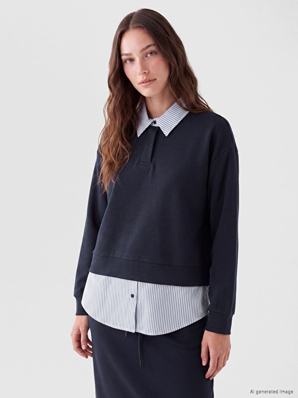 LCW Modest Collared Neck Women's Sweatshirt Tunic