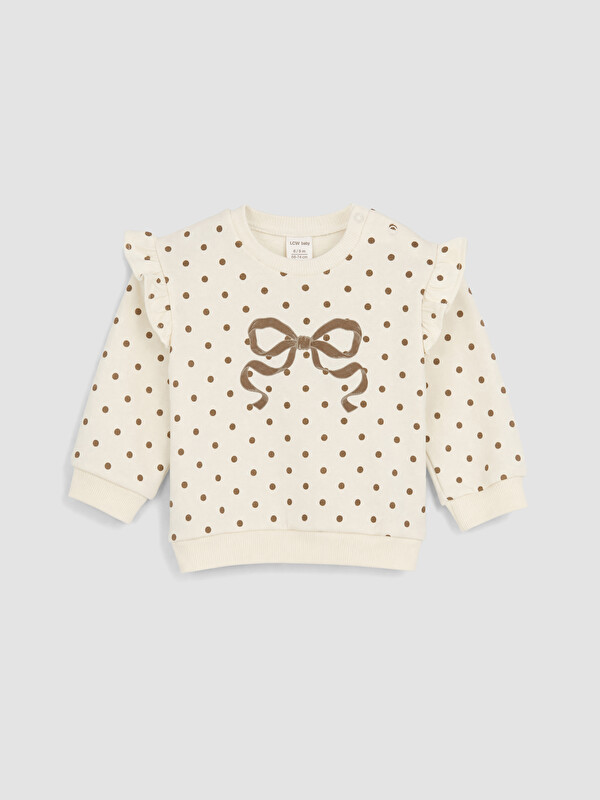 LCW baby Puantiyeli Kız Bebek Kalın Sweatshirt