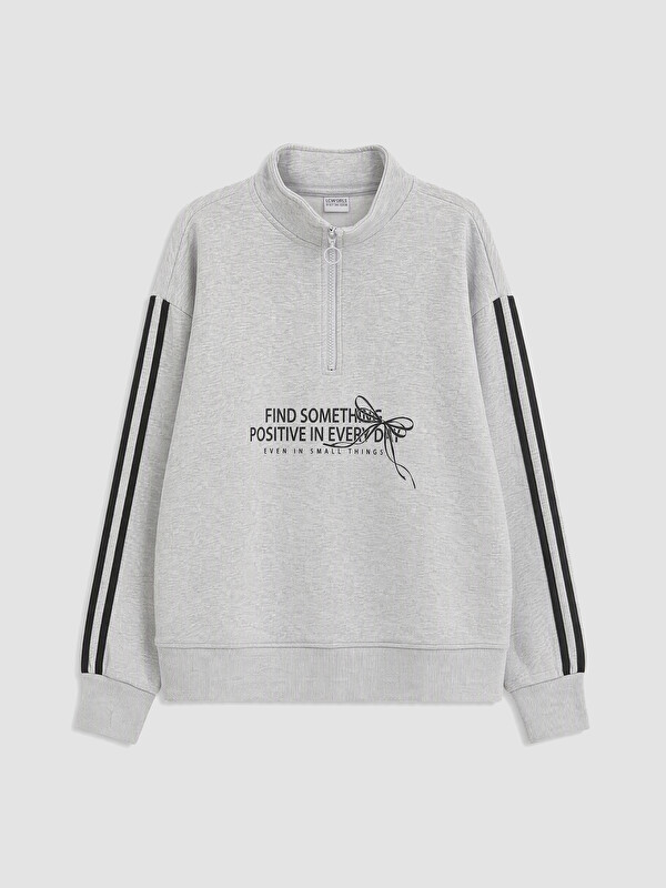 LCW Kids Dik Yaka Kız Çocuk Kalın Sweatshirt