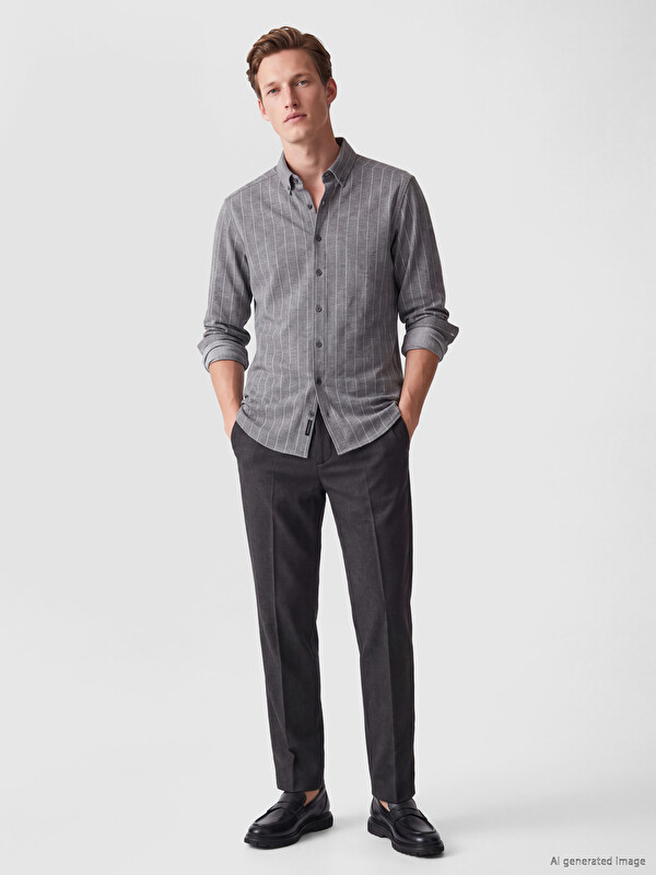 SOUTHBLUE Pantaloni Bărbați Regular Fit din Țesătură Dobby